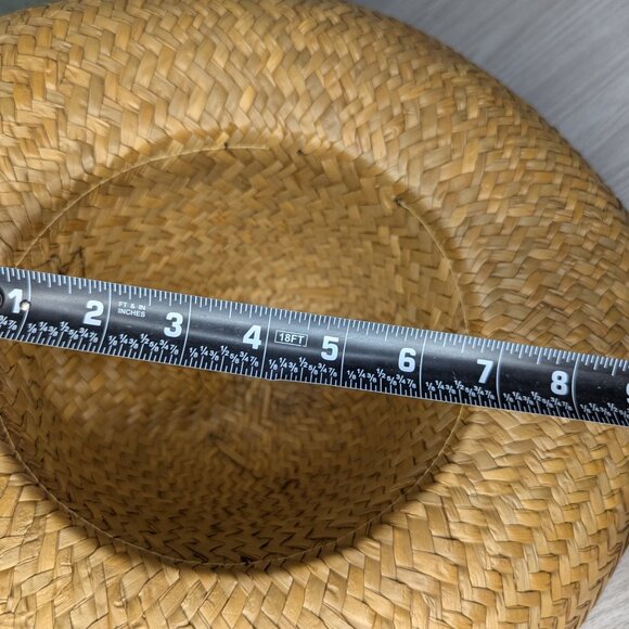 Vintage Women's Woven Straw Hat w/Tan Accent Band - Picture 12 of 14